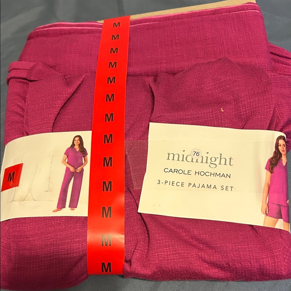 Midnight by Carole Hochman Fuchsia 3-Piece Pajama Set